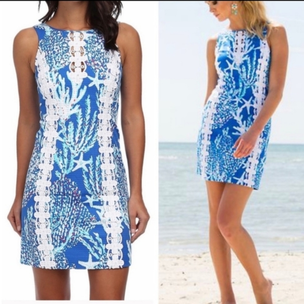 Lilly Pulitzer Ember Shift Brewster Blue‎ Good Dress 8